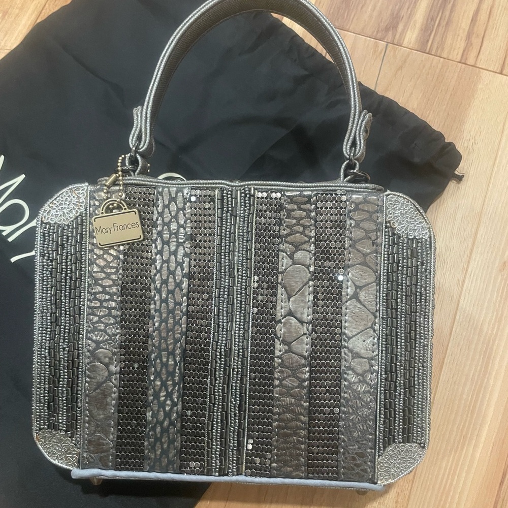 Mary Frances Multicolor Beaded Handbag Airplane Passport - Picture 3 of 4